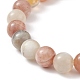 Bracelet extensible perlé multi-pierres de lune naturelles et tête de bouddha en alliage BJEW-JB08913-02-3