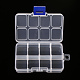 プラスチックビーズ保管容器  調整可能な仕切りボックス  取り外し可能な8コンパートメントオーガナイザーボックス  長方形  透明  10.5x6.6x2.3cm  コンパートメント：3.1x2.7x2センチメートル CON-R015-01-1