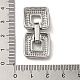 真鍮製マイクロペーブクリアキュービックジルコニアの留め金  正方形  プラチナメッキ  38x17mm  穴：6x6.5mm KK-G481-04P-3
