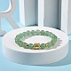 Bracelets extensibles en perles d'aventurine verte naturelle et tête de bouddha en alliage BJEW-JB09420-04-4