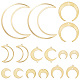 SUNNYCLUE 1 Box 32Pcs Moon Charms Crescent Charms Brass Moon Planet Charm Double Sided Golden Resin Charm Frame Open Bezels Moon Linking Charms for Jewelry Making Charm Necklace Earrings DIY Craft KK-SC0003-18-1