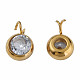 201 Stainless Steel Clear Cubic Zirconia Charms STAS-N087-47G-1
