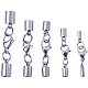 PandaHall Elite 20 Pcs 5 Sizes 304 Stainless Steel Lobster Claw Clasps with Cord End Caps for Bracelet Jewelry Making STAS-PH0016-05-1