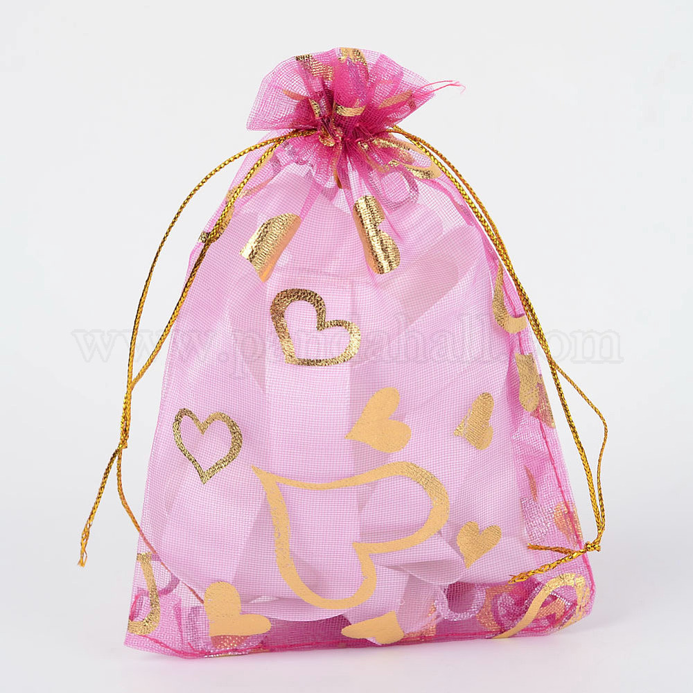 100*sachets, pochettes, sacs en organza pour Marriage, Bijoux, Cadeaux, bleu avec cœur doré 100*sachets, pochettes, sacs en organza pour Marriage, Bijoux, Cadeaux, bleu avec cœur doré