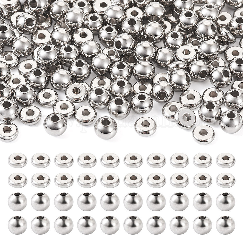 Wholesale Pandahall 200pcs 2 Styles 304 Stainless Steel Spacer Beads 9131