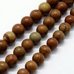 Chapelets de perles en pierre en bois naturel, ronde, 8mm, Trou: 1mm, Environ 46 pcs/chapelet, 14.76 pouce (37.5 cm)