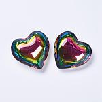 Colgantes de cristal, corazón, colorido, 40~41x42~43x15mm, agujero: 2 mm