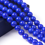Verre peint chapelets de perles rondes, cuisson des peintures, bleu royal, 8mm, Trou: 1.3~1.6mm, Environ 100 pcs/chapelet, 31.4 pouce