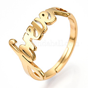 Ion Plating(IP) 304 Stainless Steel Heart with Word Forever Adjustable Ring RJEW-T027-05G