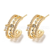 Круглые серьги-гвоздики из латуни с цирконием EJEW-B035-18KCG