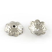 8-Petal Flower Smooth Surface 201 Stainless Steel Bead Caps STAS-R065-51
