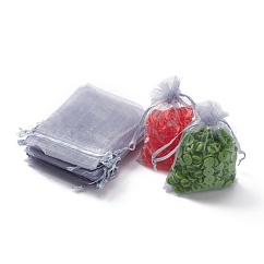 Sacs-cadeaux en organza avec cordon de serrage, fête de mariage cadeaux de noël sacs-cadeaux, pochettes en organza pour pot-pourri, gris clair, 12x9 cm