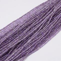 Natürlichen Amethyst Perlen Stränge, Runde, facettiert, 2 mm, Bohrung: 0.5 mm, ca. 220 Stk. / Strang, 14.96 Zoll (38 cm)