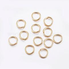 Anelli di congiunzione aperti in acciaio inossidabile 304, tondo, vero placcato oro 24k, 18 gauge, 5x1mm, diametro interno: 3mm