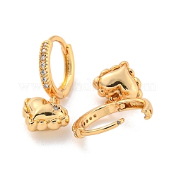 Orecchini pendenti da donna a forma di cuore in ottone con micro pavé di zirconi trasparenti&nbsp;AJEW-U003-01G
