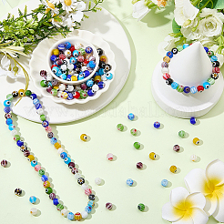 200 pz. 2 sacchetti di perline di vetro millefiori e malocchio fatte a mano&nbsp;LAMP-PA0001-69