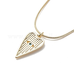 5 Uds. Corazón de circonio cúbico de 5 colores con collares con colgante de mal de ojo con cadenas de serpiente redondas&nbsp;NJEW-JN04086