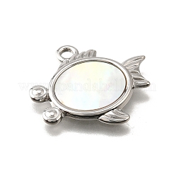 Pendentifs en coquillage blanc naturel pavés en acier inoxydable 304&nbsp;STAS-C122-21E-02P