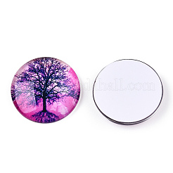 Un demi-rond / arbre modèle dôme en verre Cabochons dos plat pour les projets de bricolage&nbsp;GGLA-Q037-25mm-M28-07
