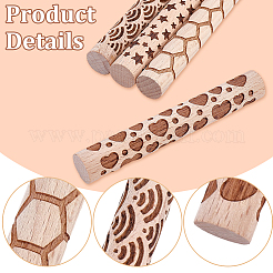 4 rullo per texture in argilla con manico in legno in 4 stili&nbsp;TOOL-CN0001-10