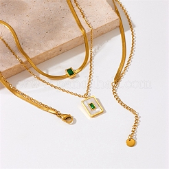 Collier double couche en acier inoxydable 304 avec câble et chaînes à chevrons&nbsp;NJEW-C022-03G
