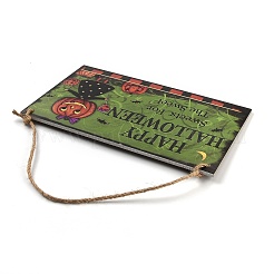 Porte en bois halloween suspendu panneau de bienvenue&nbsp;HJEW-Z002-04G