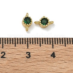 Ciondoli con connettori a maglie rotonde piatte in ottone con zirconi cubici verdi&nbsp;KK-G557-46G