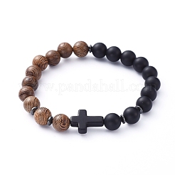 Bracelets extensibles en perles de bois naturel&nbsp;BJEW-JB05231