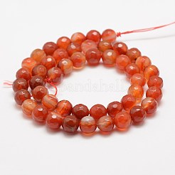 Facettierte natürliche gestreifte Achat- / Bandagatperlenstränge&nbsp;X-G-F447-4mm-H03