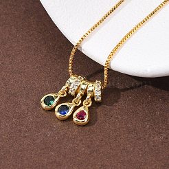 Colliers à pendentif en laiton pavé de zirconiums cubiques colorés&nbsp;NJEW-D348-03D-G
