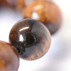 Grade ab oeil de tigre naturel brins de perles rondes&nbsp;G-E334-12mm-17