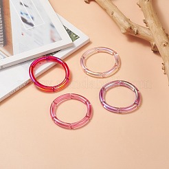 4 Stück 4-farbiges Acryl-Stretch-Armband-Set mit gebogenem Schlauch für Damen&nbsp;BJEW-JB09305-01