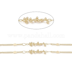 Chaînes à maillons en forme de cœur et de perles en laiton&nbsp;CHC-M025-15G