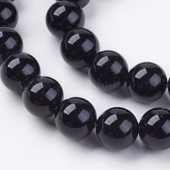 Brin de perles rondes en onyx noir naturel&nbsp;G-L087-10mm-01