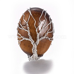 Verstellbare natürliche Tigerauge Fingerringe&nbsp;RJEW-L090-B05