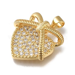 Placage de crémaillère en laiton micro pavé pendentifs en zircone cubique claire&nbsp;KK-G500-24G