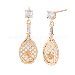 Micropave de latón claro fornituras de aretes de circonio cúbico cúbica&nbsp;KK-S364-057