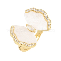 Anillos abiertos de latón con micro pavé de circonita cúbica&nbsp;KK-CBAD104-03G