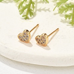 Boucles d'oreilles en laiton avec micro pavé de zircone cubique transparente pour femmes&nbsp;EJEW-G428-25G-04