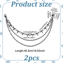 2 pz cintura con catene a nappa con rivetti a punta in alluminio e ferro&nbsp;AJEW-UN0002-11EB