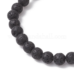 6 bracelet extensible en perles de pierre de lave naturelle&nbsp;BJEW-JB11992