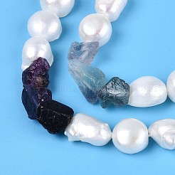 Natürliche violette Fluorit-Nuggets und Stränge aus natürlichen Süßwasser-Zuchtperlen&nbsp;PEAR-N023-01A-08