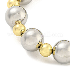 Zweifarbige Stretch-Armbänder mit runden Messingperlen in Gestellbeschichtung für Damen&nbsp;BJEW-P322-10A