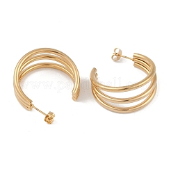 Pendientes de tuerca con forma de luna de acero inoxidable 201 con revestimiento al vacío de PVD&nbsp;EJEW-I309-73G-02