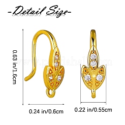 10 paio di ganci per orecchini in ottone con micro pavé di zirconi trasparenti&nbsp;ZIRC-SZ0005-11