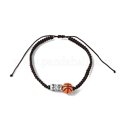 Braccialetti con perline intrecciate in acrilico con numero regolabile e pallacanestro da donna&nbsp;BJEW-JB10821