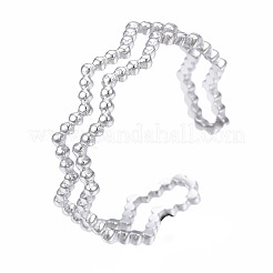 Anello polsino aperto avvolgente ondulato in acciaio inossidabile 304 anti-ossidazione&nbsp;RJEW-T023-66P