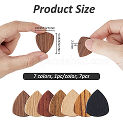 7 médiator de guitare en bois de 7 couleurs&nbsp;AJEW-FH0005-21