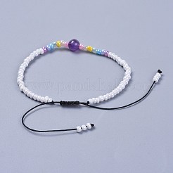 Bracciali perline intrecciati in filo di nylon regolabile&nbsp;BJEW-JB04371