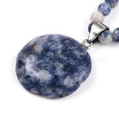 Halsketten mit Anhänger aus natürlichem Jaspis mit blauen Flecken&nbsp;NJEW-T016-04D